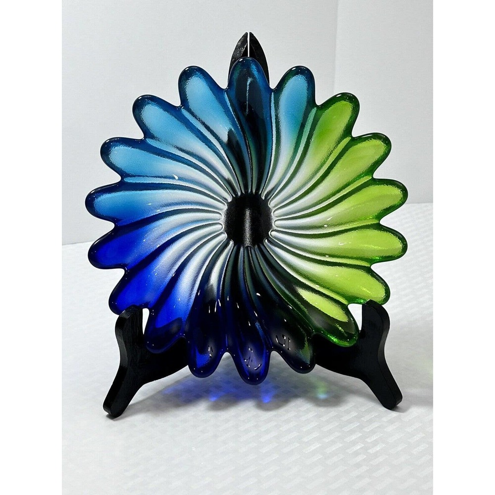 Liebenstern Walther Glass‎ Blue Green Swirl 8 1/4" Plate
